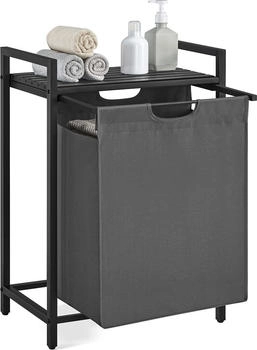 Vasagle Wäschekorb, mit Ablage, Wäschesack abnehmbar, Metallrahmen, 65 L