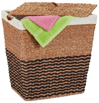 Relaxdays Wäschekorb Wäschebehälter Wäschebox Wäschesammler 87 L Naturfarbe Wäschetruhe