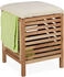 Relaxdays Wäschekorb Wäschetruhe mit Sitz Wäschehocker aus Holz Badezimmer Hocker