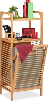 Relaxdays Badregal mit w&auml;schekorb Faltbox f&uuml;r W&auml;sche 2 Ablagen herausnehmbar Platzsparend