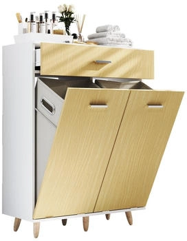 VCM W&auml;schebox W&auml;schekorb H. 97 x B 79 T. 35 cm - Landos M, Wei&szlig; / Honig-Eiche Wei&szlig; / Honig-Eiche