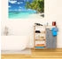 Relaxdays Badregal mit Wäschekorb, Bambus, 4 Ablagen, entnehmbarer Wäschesammler, 80,5 x 80 x 33,5 cm, natur/grau