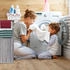 Relaxdays Wäschekorb Faltbarer Wäschekorb Bambus, Grau, Grau Weiß