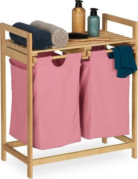 Relaxdays W&auml;schekorb regal W&auml;schesortierer 2 F&auml;cher 30 L W&auml;schekorb mit Ablage