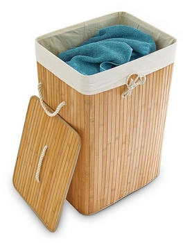 Relaxdays Wäschekorb natur, mit Deckel, aus Bambus, 43,5x65,5x33,5 cm , 83 Liter