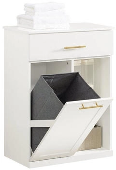 SoBuy BZR66-W Wäscheschrank mit ausklappbarem Wäschesack 2 Schubladen und 2 Fächern Wäschesäcken Badmöbel weiß bht ca: 66x95x37cm