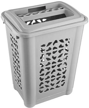 keeeper Wäschebox mit Einwurfschlitz und aufklappbarem Deckel, Luftdurchlässig, 60 l, Per, Nordic Grey