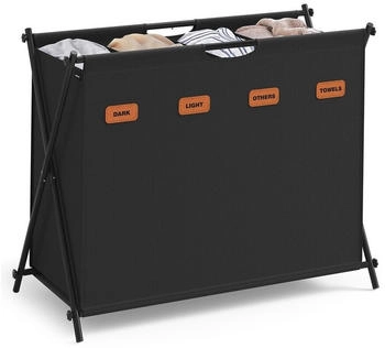 Songmics Wäschekorb 155 Liter, Wäschebox, klappbares X-Gestell, Tintenschwarz, 79.9 cm x 66 cm x 40 cm