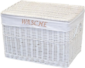 M&ouml;bel direkt online W&auml;schekorb, aus Weide, handgefertigt, mit herausnehmbarem Stoffeinsatz, 60x42x41cm, wei&szlig;