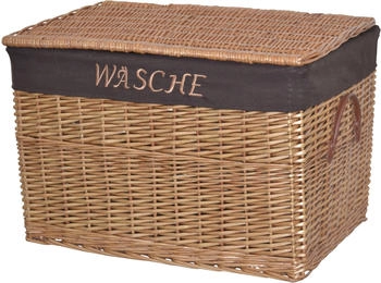 Möbel direkt online Wäschekorb, aus Weide, handgefertigt, mit herausnehmbarem Stoffeinsatz, 60x42x41cm, braun