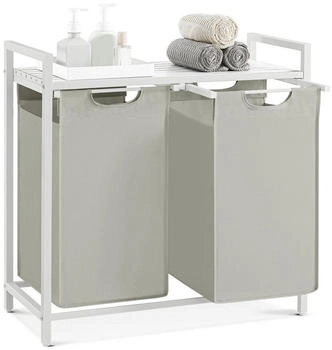 Calicosy Wäschekorb 2 x 46 L mit 1 Ablage weiß