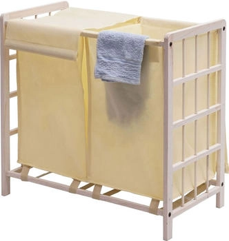 MCW W&auml;schekorb -B60, 2 F&auml;cher, Gen&uuml;gend Stauraum, Fassungsverm&ouml;gen pro W&auml;schesack:(ca) 34l, shabby wei&szlig;, creme