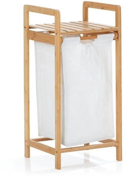 Lumaland W&auml;schekorb Bambus - 33 x 33 x 73 cm &ndash; wei&szlig;