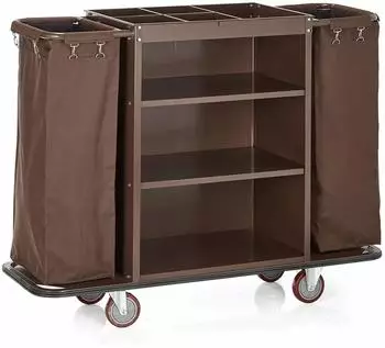 WAS Germany Zimmerservicewagen, 2 Wäschesäcke, 140 x 47 x 108 cm, pulverbeschichteter Stahl braun - Stahl 4420 002