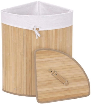 Mendler Eckwäschekorb HWC-C21 Bambus 61x48x35cm 50l ~ naturfarben - braun Bambus 61139