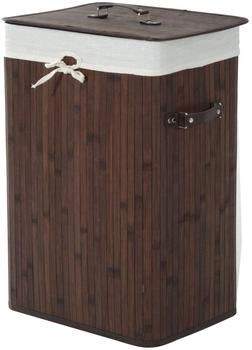 HomCom W&auml;schekorb mit Deckel Segeltuchsack Bambus 72L Dunkelbraun 40 x 30 x 60cm