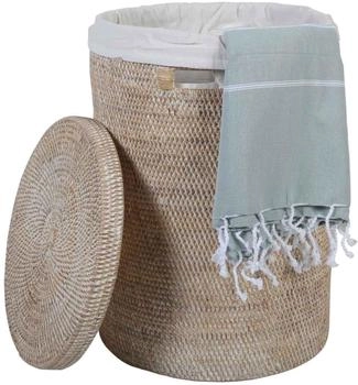 Casa Moro Rattan Wäschekorb Cleo Weiß Größe:L