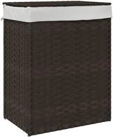 W&auml;schekorb Mit Deckel Dunkelbraun 46x33x60 Cm Poly Rattan Vidaxl