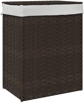 vidaXL W&auml;schekorb mit Deckel Dunkelbraun Poly Rattan (372030)