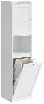 Vasagle Butler Badezimmerschrank mit W&auml;schekorb, 40x40x170cm, wei&szlig;