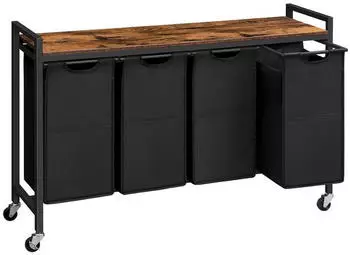 LuxusKollektion Wäschesortierer mit Ablage und Rollen 4x39,8L Oxford-Gewebe Dunkelbraun (EBF04XY01)