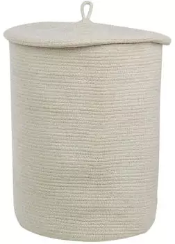 Beliani Silopi Aufbewahrungskorb Baumwolle mit Deckel, Boho, Cremeweiß (353736)