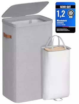 Songmics W&auml;schekorb 100L mit Deckel taubengrau (LCB811GD01)