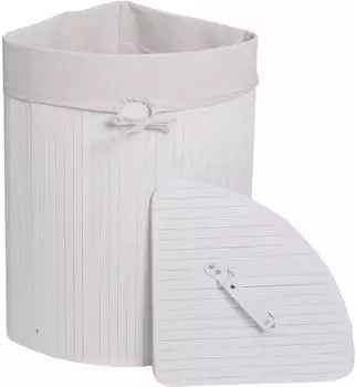 Mendler HWC-C21 Eck-W&auml;schekorb Bambus 50l wei&szlig; (109117)