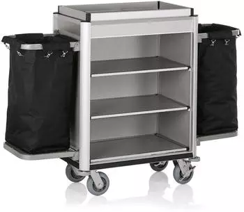 WAS Germany Isabella Zimmerservicewagen 2 Wäschesäcke, Aluminium/MDF, 155x54x116cm (4457002)