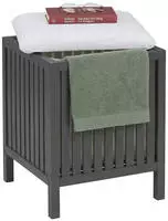 Relaxdays W&auml;schekorb Zum Sitzen, Walnuss, Gepolsterter Deckel, Hxbxt: 51 X 38 X 38