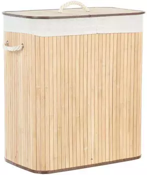 Beliani Kandy Wäschekorb Bambus Hellbraun 2 Kammern 100L (Kandy)