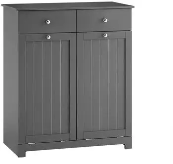 SoBuy W&auml;scheschrank mit 2 W&auml;sches&auml;cken, Grau, 78x90x38cm (BZR33-II-DG)