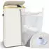 Vounot Faltbarer Wäschekorb 100L mit Rollen, Deckel und Bambusrahmen, Beige