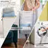 Vounot Faltbarer Wäschekorb 100L mit Rollen, Deckel und Bambusrahmen, Beige