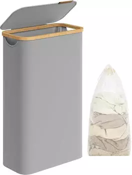 Songmics zusammenklappbar mit Bambusgriffen taubengrau (65 l)