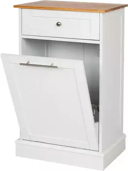 WONDERMAKE W&auml;scheschrank/M&uuml;lleimer-Schrank Bambus ausklappbar mit Schublade, wei&szlig;, 51x37x82cm (71501)