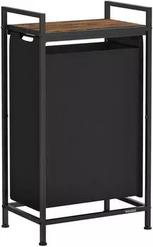 Vasagle Wäschekorb mit Ablage, abnehmbarer Wäschesack, Metallrahmen, 47L, cremeweiß-mattweiß (BLH001W01)