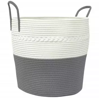 vidaXL Aufbewahrungskorb Baumwolle Grau/Wei&szlig; &Oslash;43x38cm (358485)