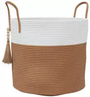 vidaXL Aufbewahrungskorb Braun und Wei&szlig; &Oslash;40x35 cm Baumwolle