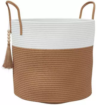 vidaXL Aufbewahrungskorb Baumwolle braun/wei&szlig; &Oslash;40x35cm (358498)