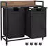 Mondeer Wäschekorb 2 Fächer, Metallrahmen, Rollen, 2x50L (HDLS04BK-GAN)