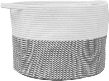 vidaXL W&auml;schekorb Grau/Wei&szlig; Baumwolle &Oslash;55x36cm (358470)