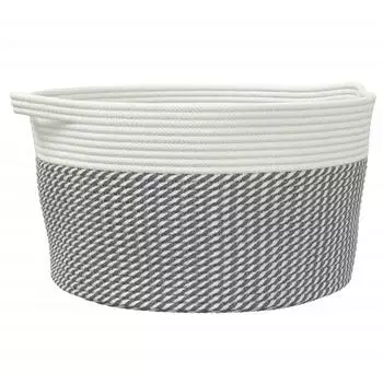 vidaXL Aufbewahrungskorb Baumwolle Grau/Wei&szlig; &Oslash;40x25cm (358462)