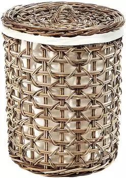 kobolo PLAIT Wäschekorb Rattan Kubu Grey mit Deckel 50x50x64cm (17269-02)