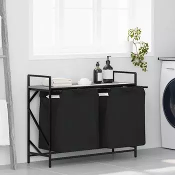 vidaXL W&auml;schekorb 2 F&auml;cher mit Ablage, grau Sonoma (859078)