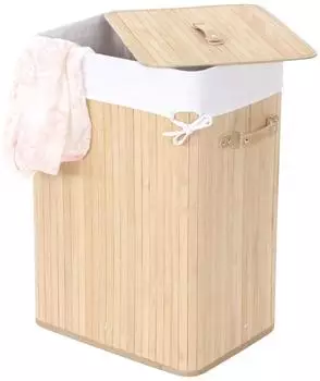 MCW W&auml;schekorb MCW-C21 Bambus 70l, herausnehmbarer W&auml;schesack, natur (MCW-C21)