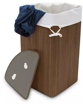 Relaxdays Eckw&auml;schekorb Bambus faltbar 60l, 2er-Set