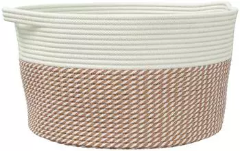 vidaXL Aufbewahrungskorb Baumwolle Braun/Wei&szlig; &Oslash;40x25cm (358464)