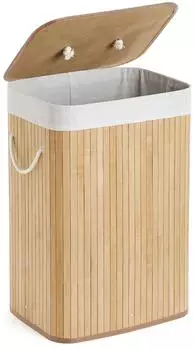 Mondeer W&auml;schekorb mit Deckel Bambus 72L Naturfarben (ZANGYILAN05)