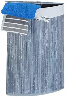 Relaxdays Eckw&auml;schekorb Bambus faltbar 2er-Set